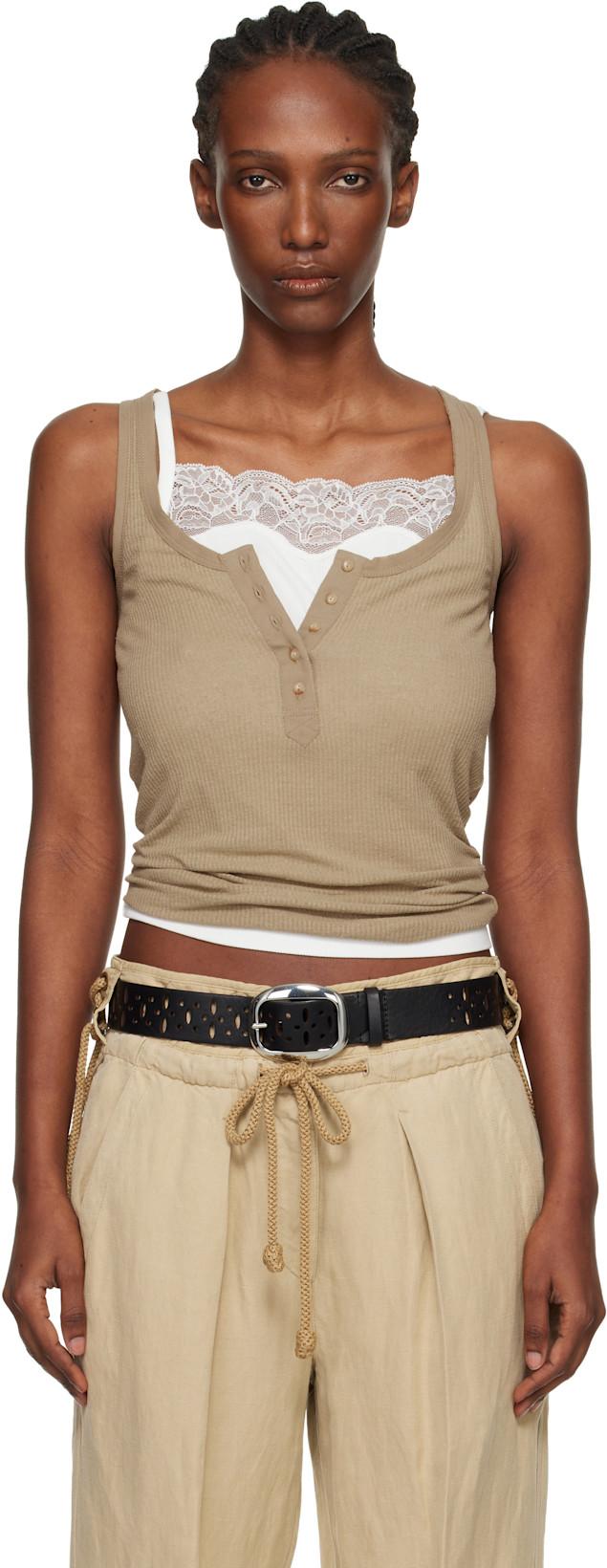 Taupe Helma Silk Tank Top by ISABEL MARANT