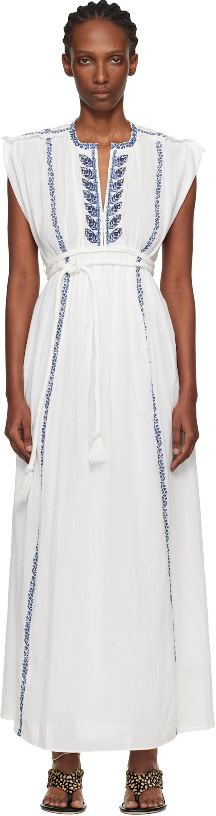 White Liviane Summer Embroidered Long Dress by ISABEL MARANT