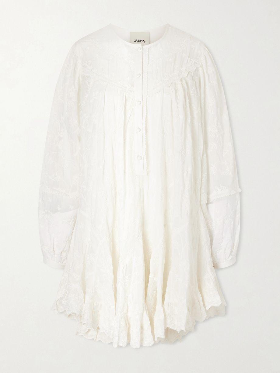 Zame ruffled embroidered cotton and silk-blend mini dress by ISABEL MARANT