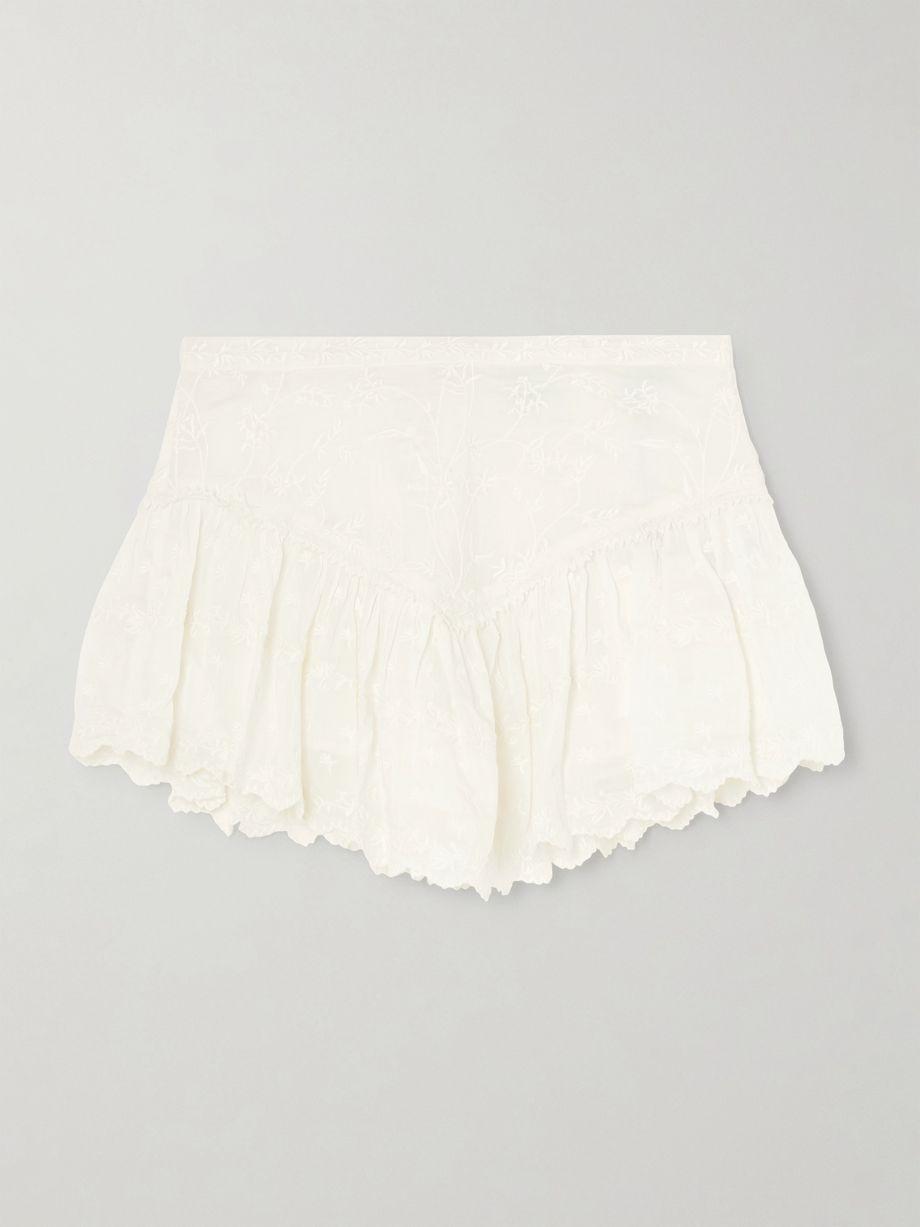 Zoelia embroidered scalloped cotton and silk-blend mini skirt by ISABEL MARANT