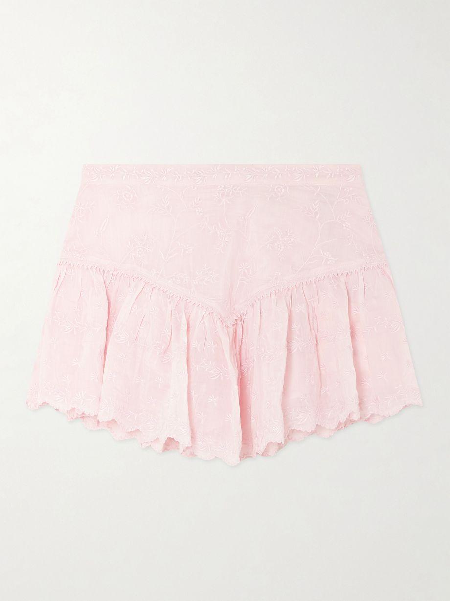 Zoelia embroidered scalloped cotton and silk-blend mini skirt by ISABEL MARANT