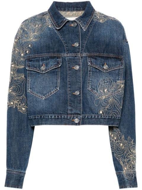 embroidered cropped denim jacket by ISABEL MARANT