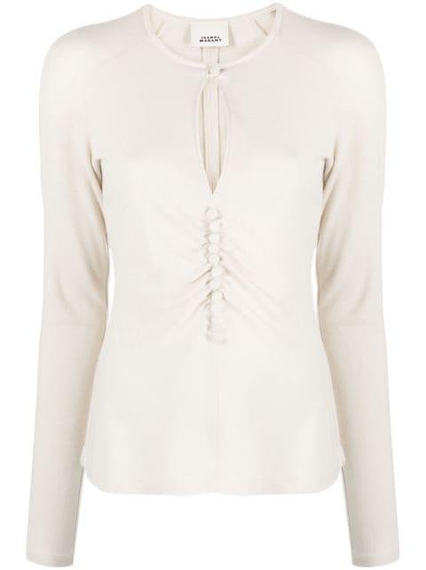keyhole-neck long-sleeve blouse by ISABEL MARANT