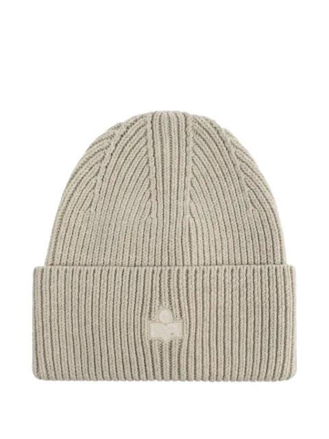 logo-detail cotton beanie hat by ISABEL MARANT