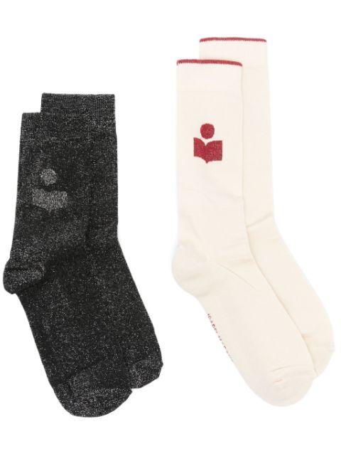 logo-intarsia socks duo by ISABEL MARANT