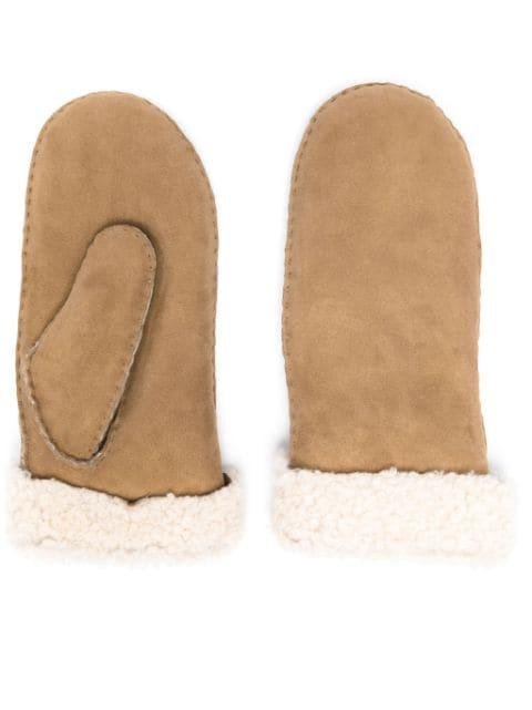 shearling-trim mittens by ISABEL MARANT