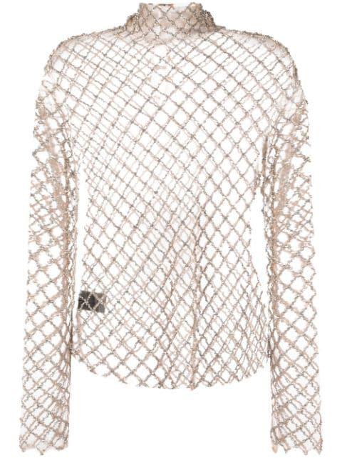 sheer crystal-embellished mesh top by ISABEL MARANT