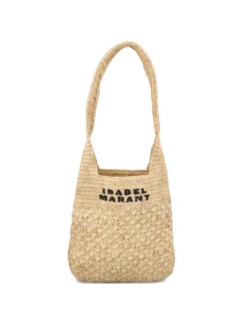 small logo-embroidered woven tote bag by ISABEL MARANT