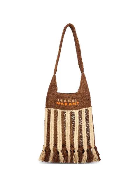 striped-pattern raffia shoulder bag by ISABEL MARANT
