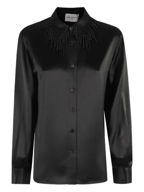 beaded-collar satin shirt by ISABELLE BLANCHE