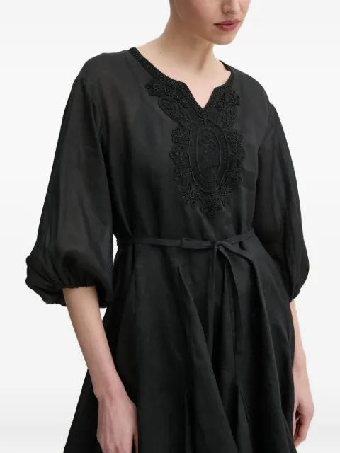 embroidered-details balloon-sleeve mini dress by ISABELLE BLANCHE