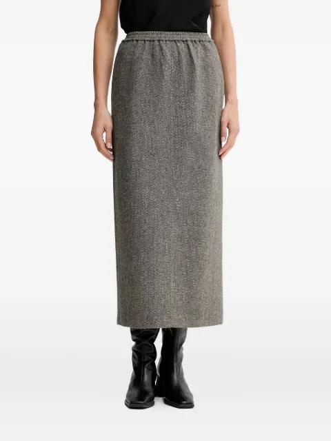 herringbone elasticated-waist maxi skirt by ISABELLE BLANCHE