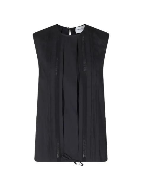 lace-trim pintuck-detail blouse by ISABELLE BLANCHE