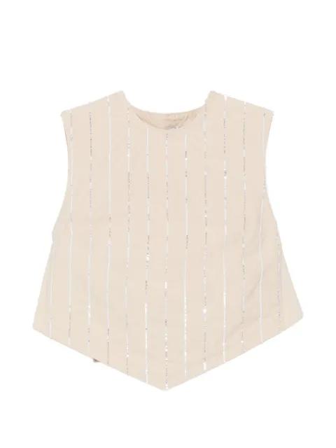 sequin-embellished tie-back top by ISABELLE BLANCHE