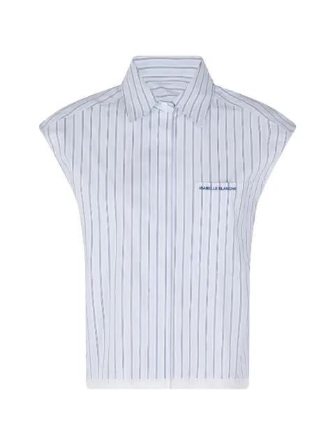 striped-pattern lace-trim shirt by ISABELLE BLANCHE