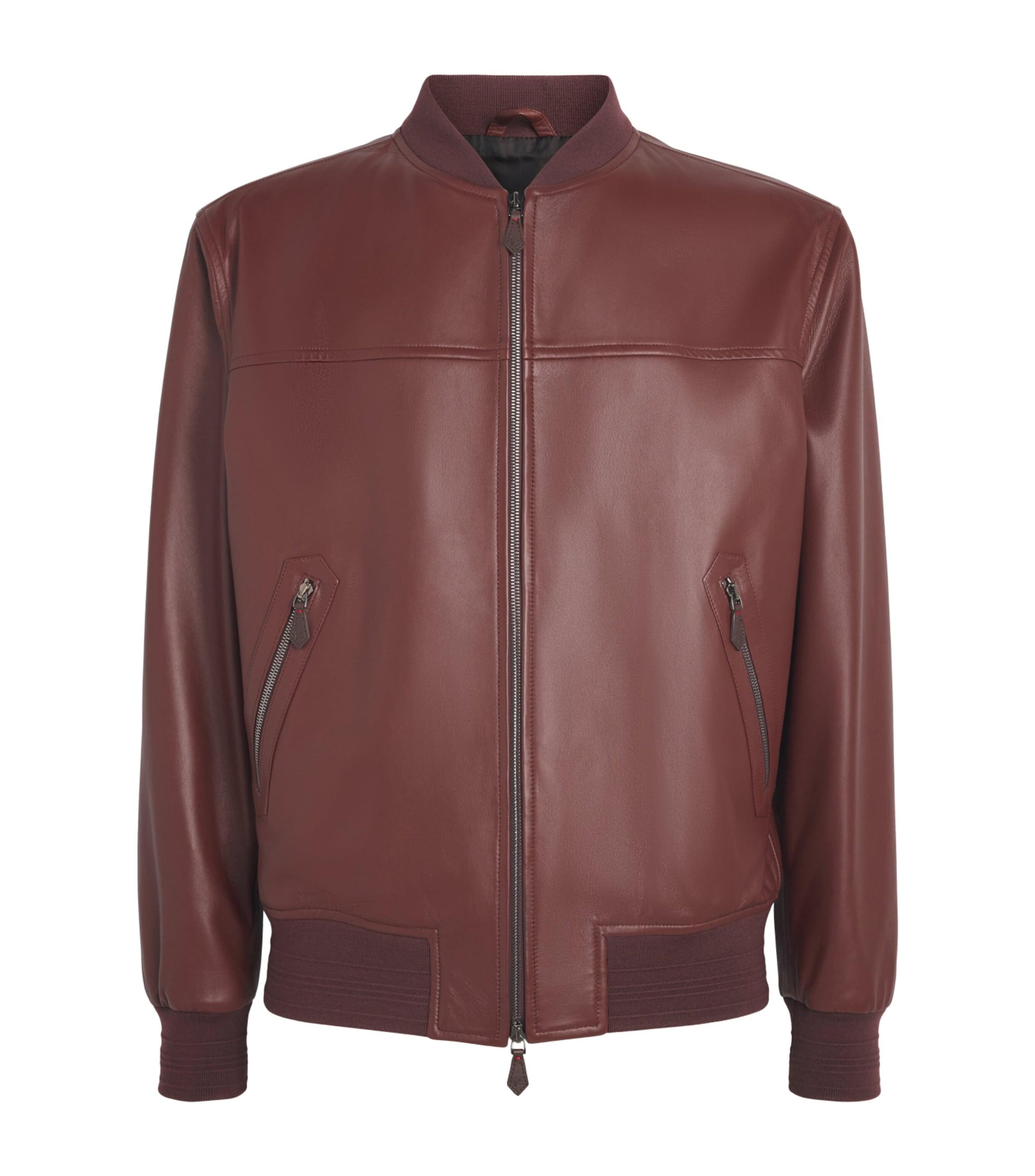 Isaia Leather Bomber Jacket by ISAIA