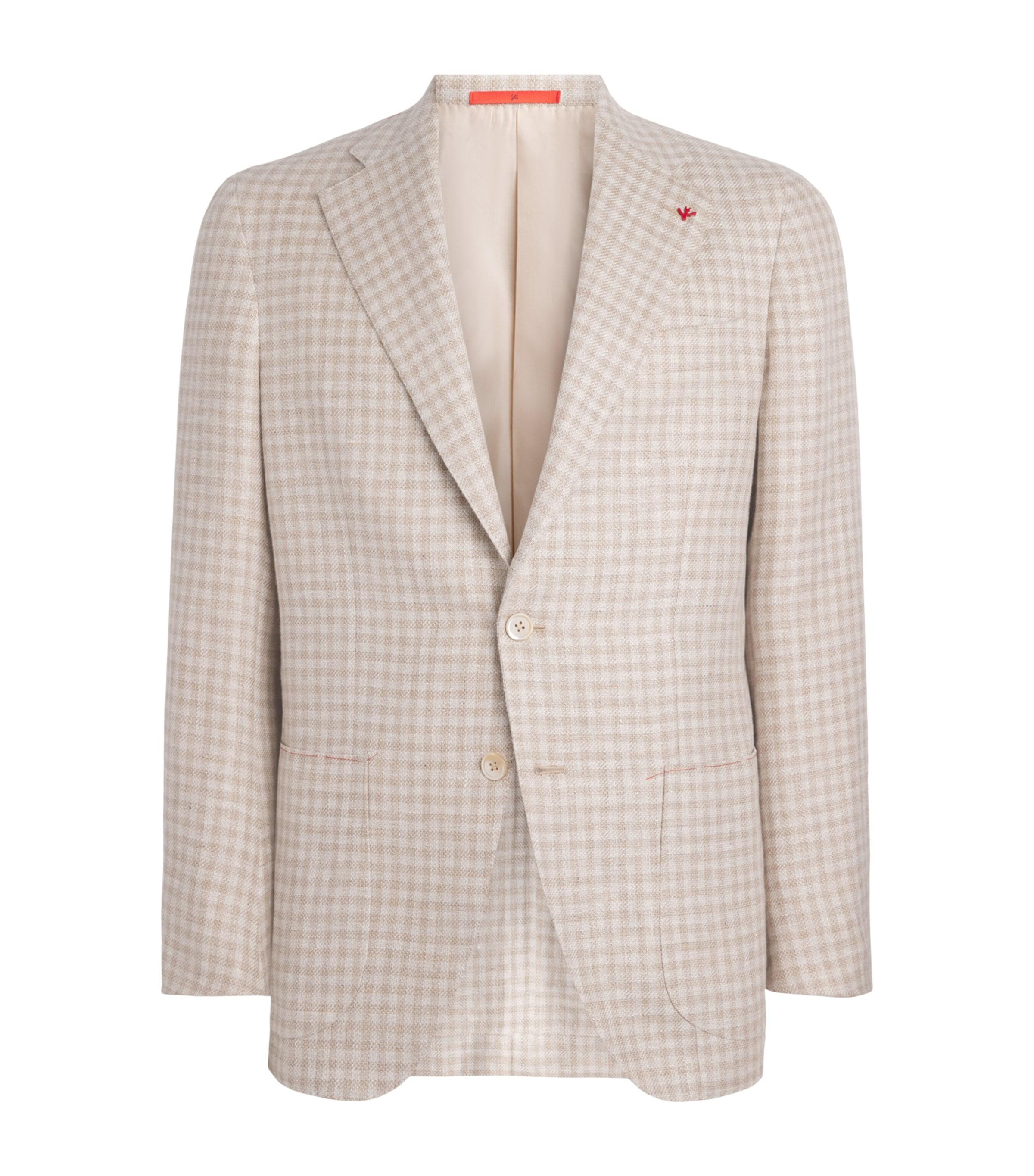 Isaia Linen-Wool-Silk Check Blazer by ISAIA