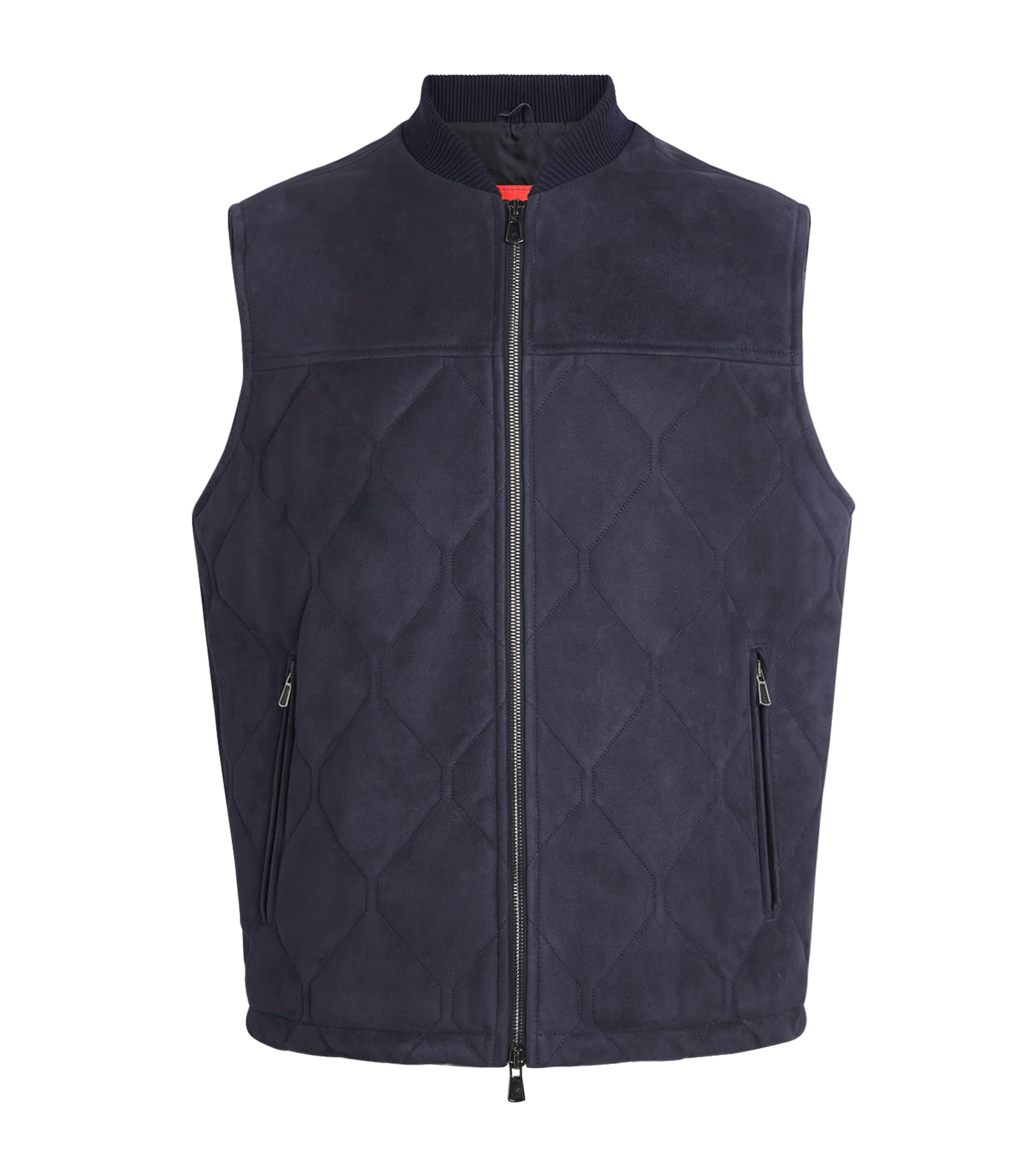 Isaia Suede Quilted Gilet by ISAIA