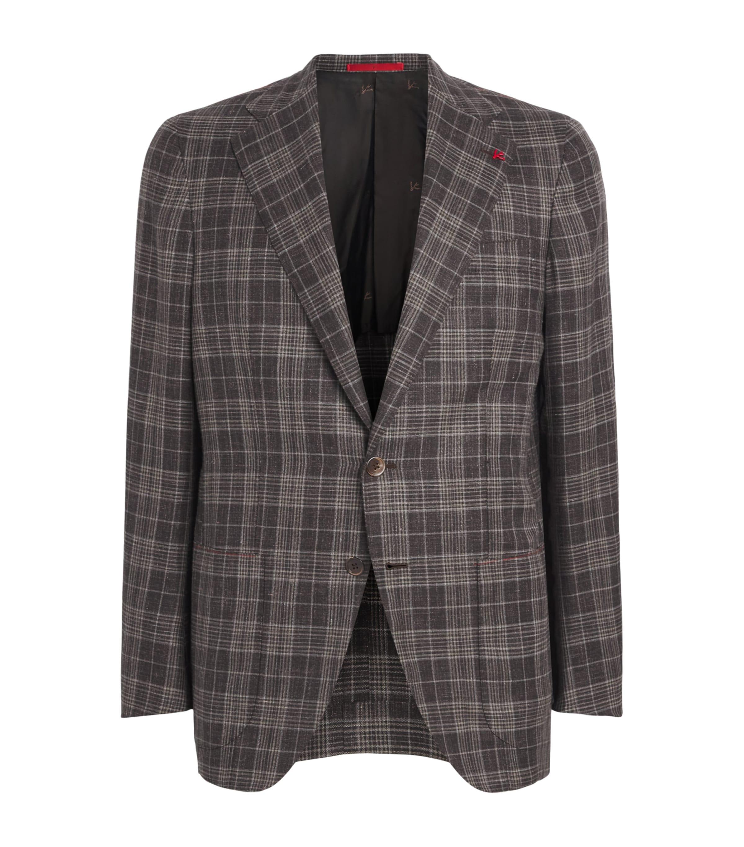 Isaia Wool-Cashmere-Silk-Linen Check Blazer by ISAIA