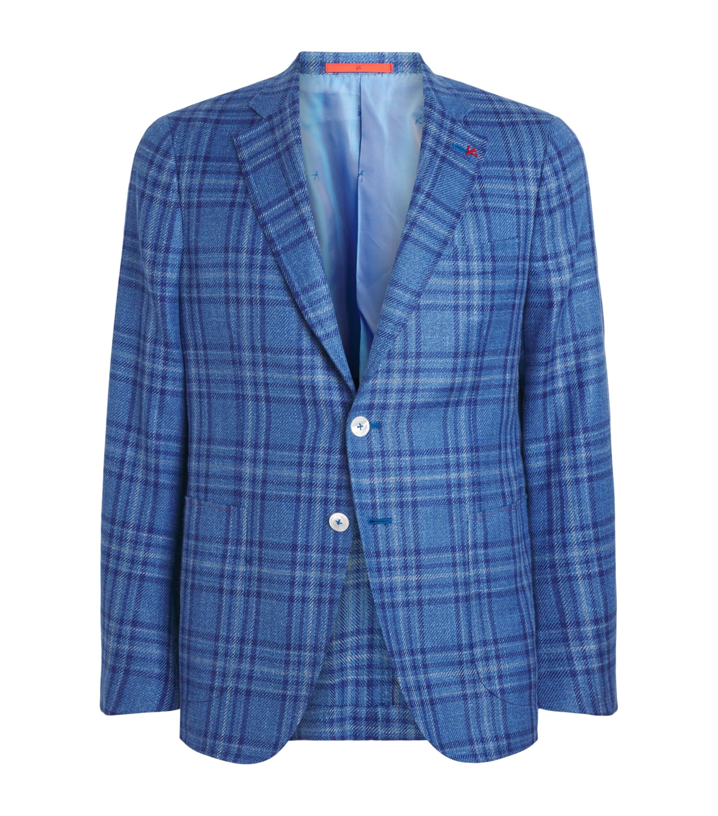 Isaia Wool-Silk-Linen Check Blazer by ISAIA