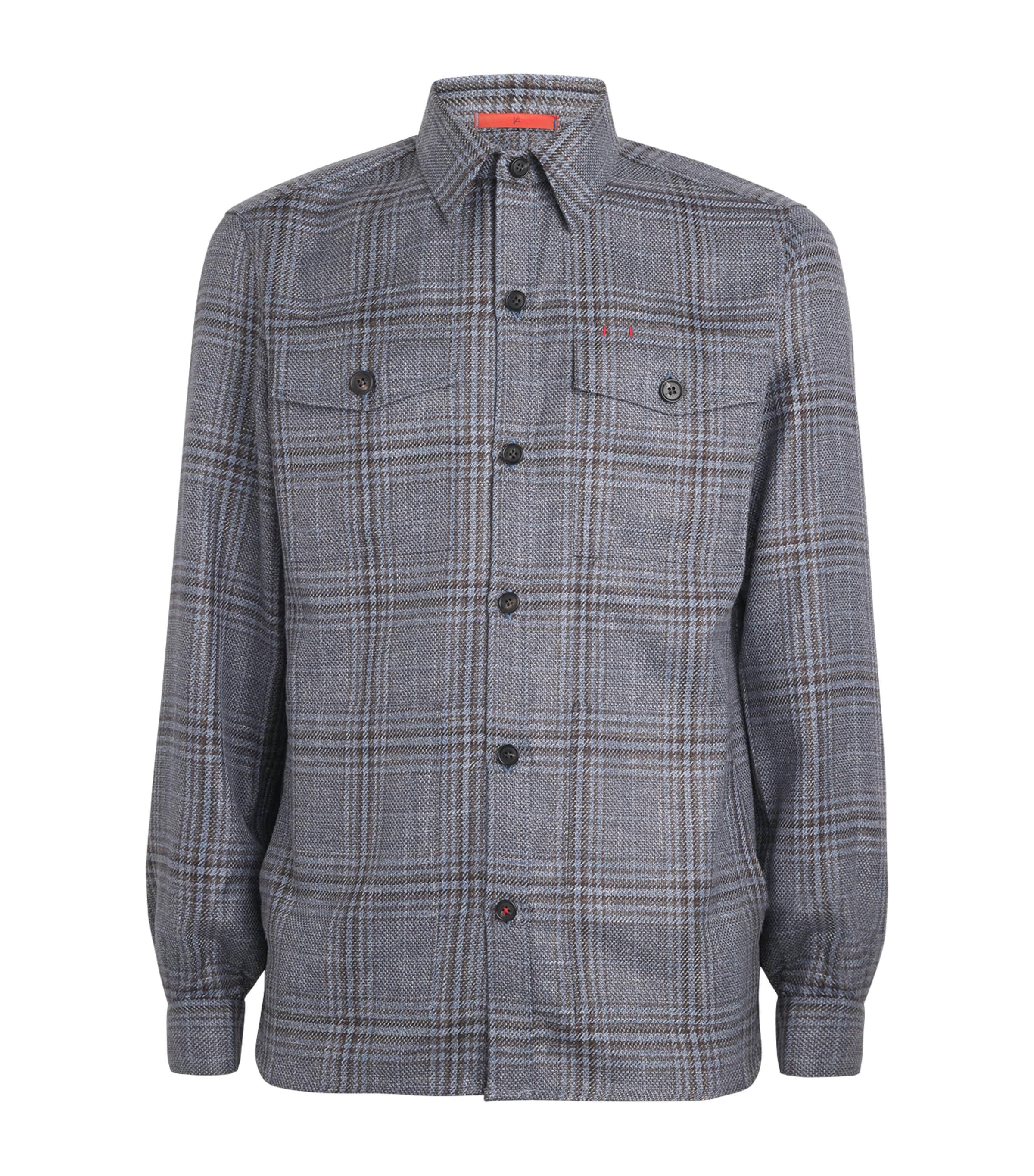 Isaia Wool-Silk-Linen Check Overshirt by ISAIA