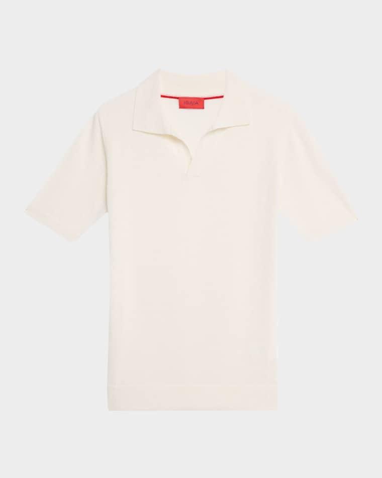 Men's Cashmere and Silk Johnny-Collar Polo Sweater by ISAIA