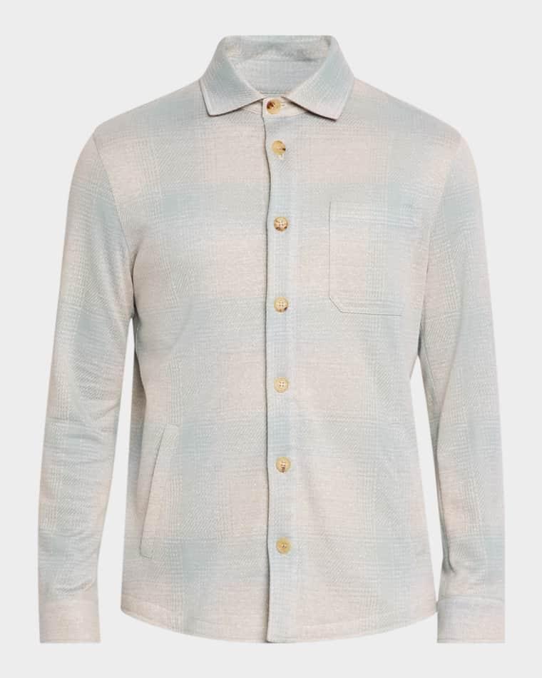 Men's Cotton-Linen Seersucker Overshirt by ISAIA