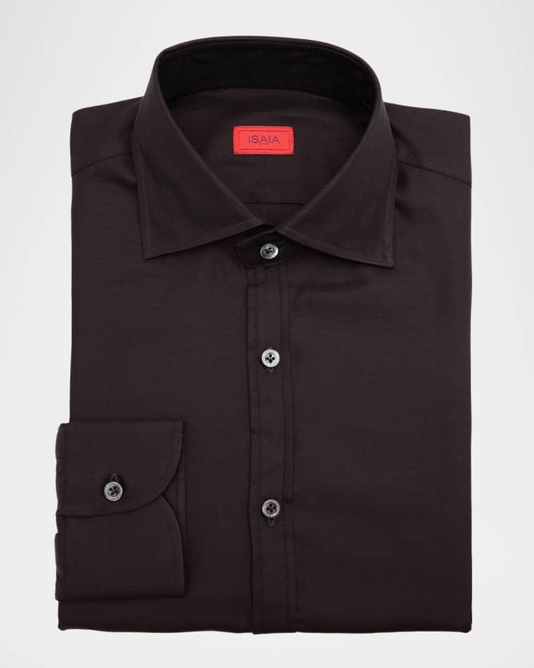 Men's Cotton Micro-Herringbone Dress Shirt by ISAIA
