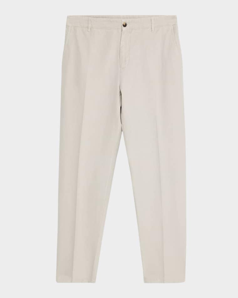 Men's Cotton and Linen Straight-Leg Pants by ISAIA