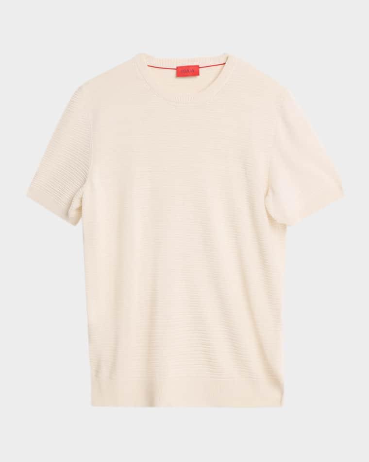 Men's Silk/Linen Ribbed Short-Sleeve Sweater by ISAIA