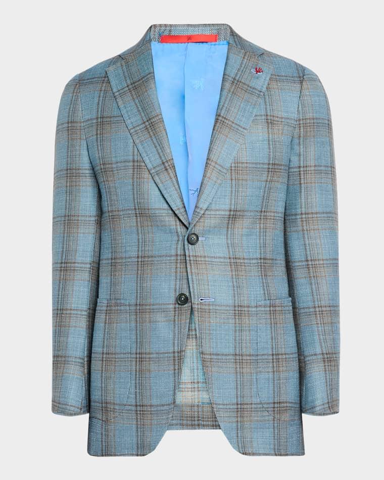 Men's Wool-Blend Plaid Sport Coat by ISAIA