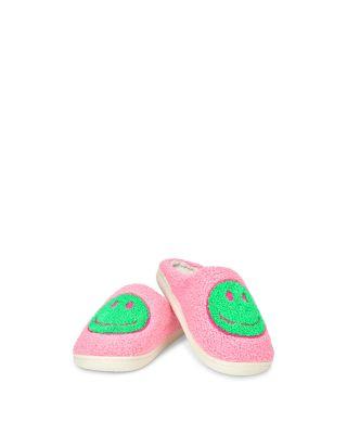 Girls' Pink & Green Happy Slippers - Little Kid by ISCREAM