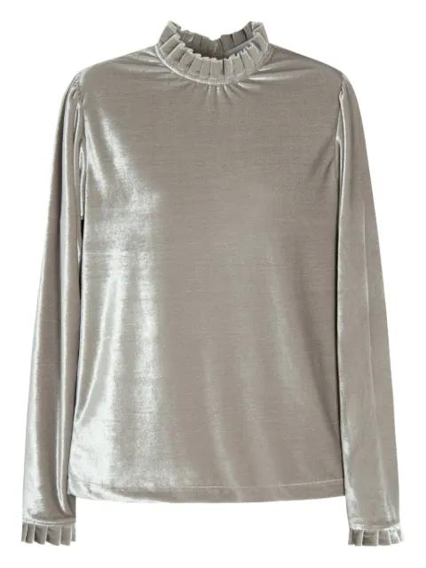 ruffled-neck velvet blouse by ISOLDA