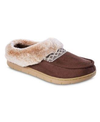 Women's Memory Foam Microsuede and Faux Fur Hoodback Comfort Slippers by ISOTONER