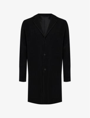 Basic pleated regular-fit knitted overcoat by ISSEY MIYAKE