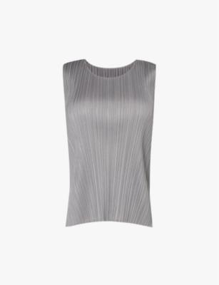 Basic sleeveless pleated knitted jersey top by ISSEY MIYAKE