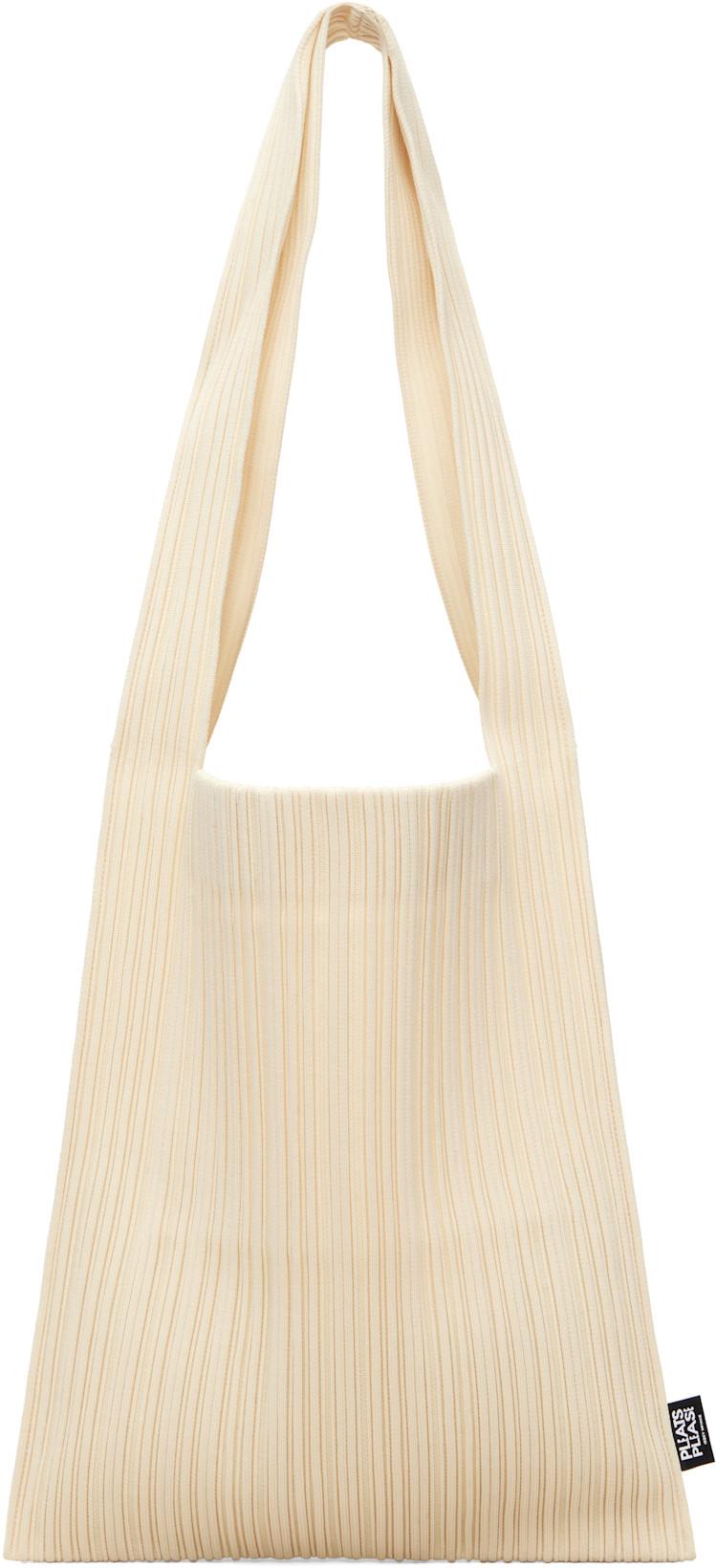 Beige Crepe Knit Tote by ISSEY MIYAKE