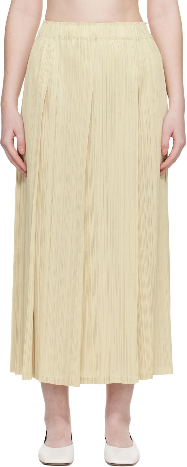 Beige Monthly Colors December Maxi Skirt by ISSEY MIYAKE