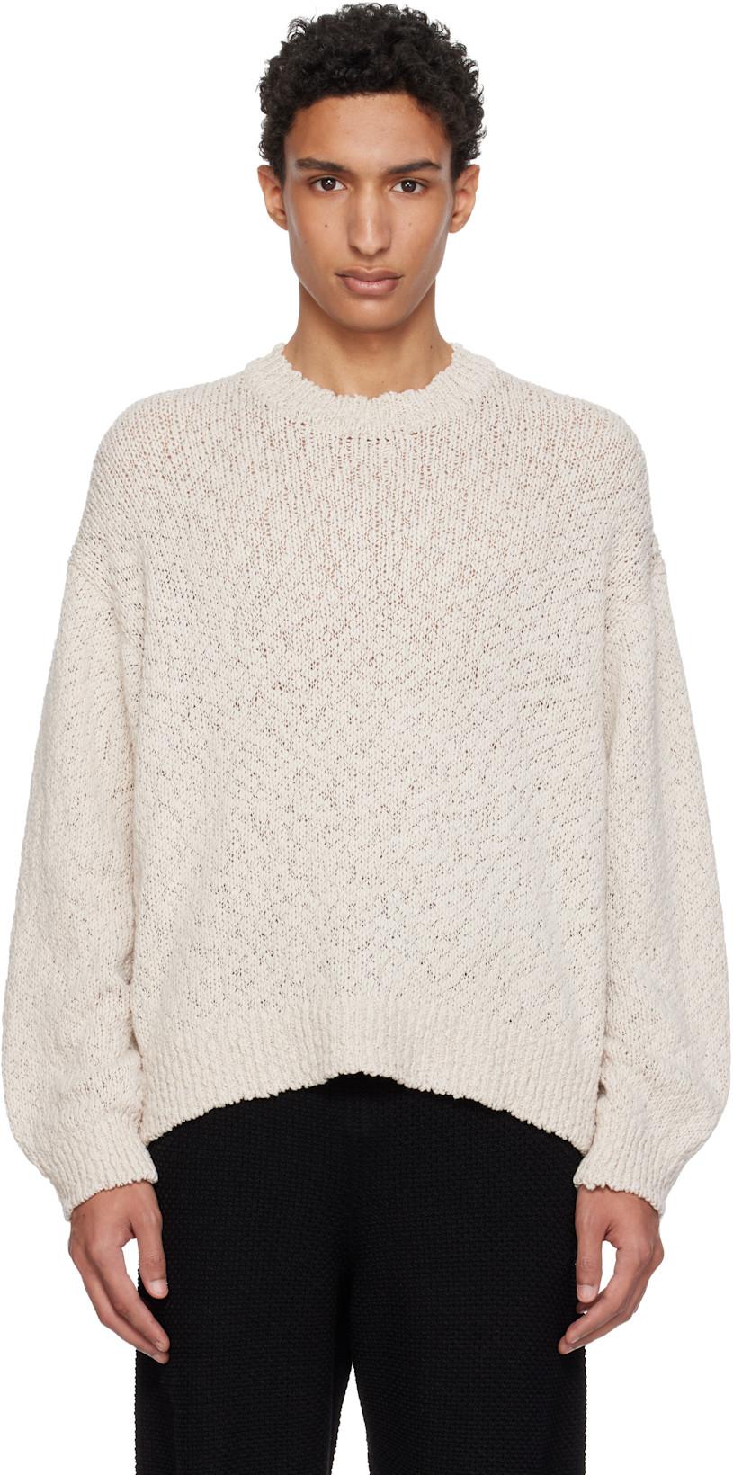 Beige Risotto Knit Sweater by ISSEY MIYAKE
