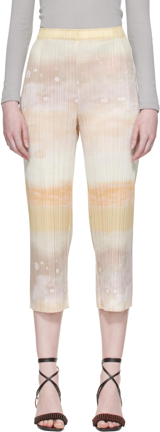 Beige Sea Bubble Trousers by ISSEY MIYAKE