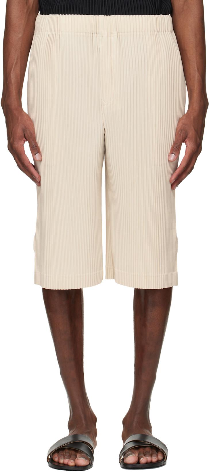Beige Wear Or Wrap Shorts by ISSEY MIYAKE