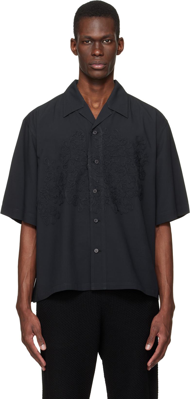 Black Embroidery Press Shirt by ISSEY MIYAKE
