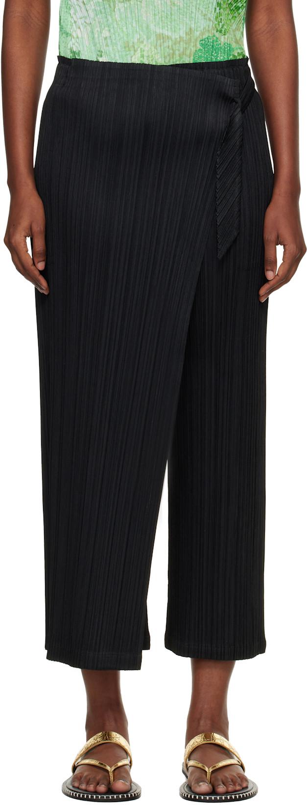 Black Facade Trousers by ISSEY MIYAKE