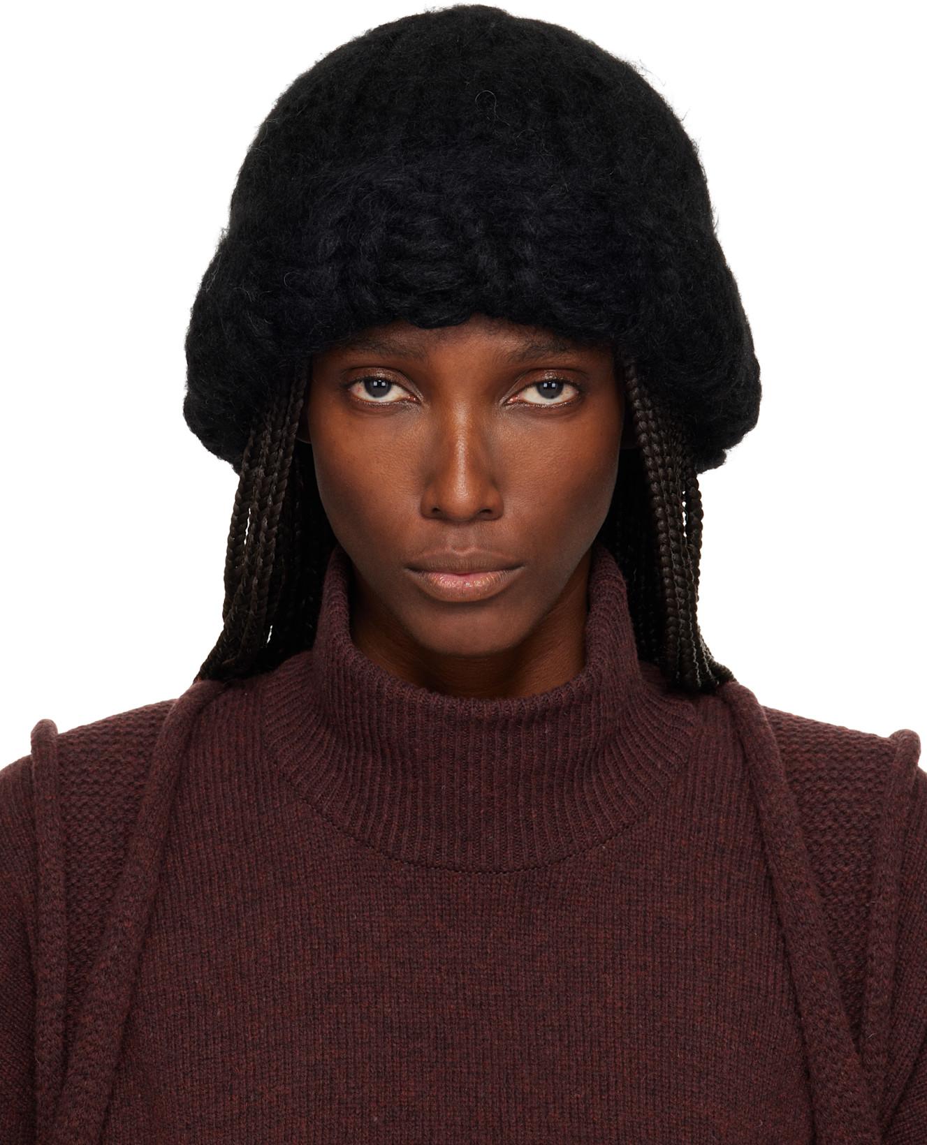 Black November Silk Mohair Beanie by ISSEY MIYAKE