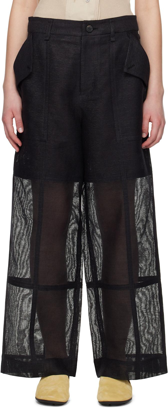 Black Papyrus Trousers by ISSEY MIYAKE