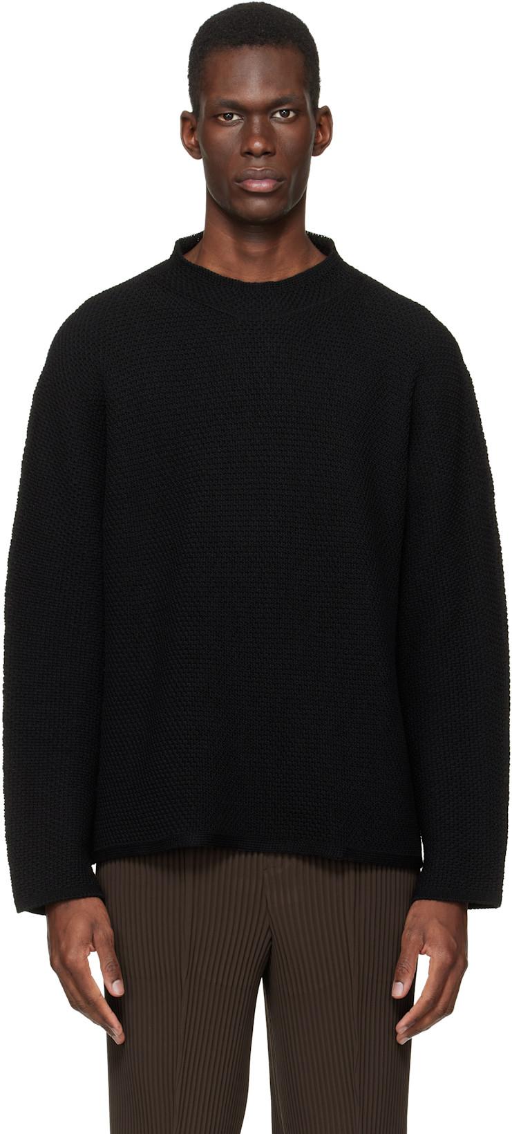 Black Rustic Knit Sweater by ISSEY MIYAKE