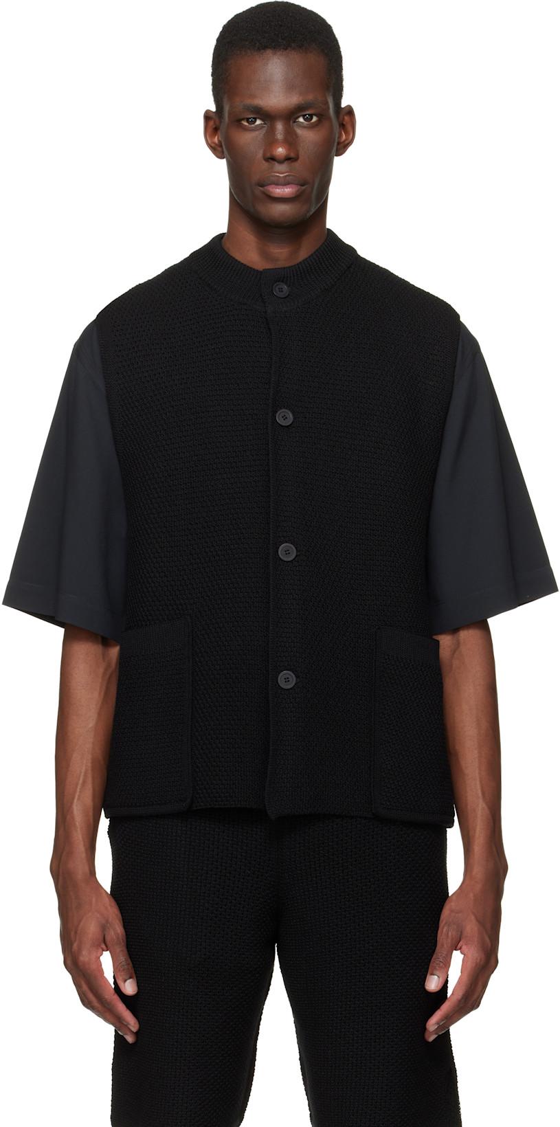 Black Rustic Knit Vest by ISSEY MIYAKE