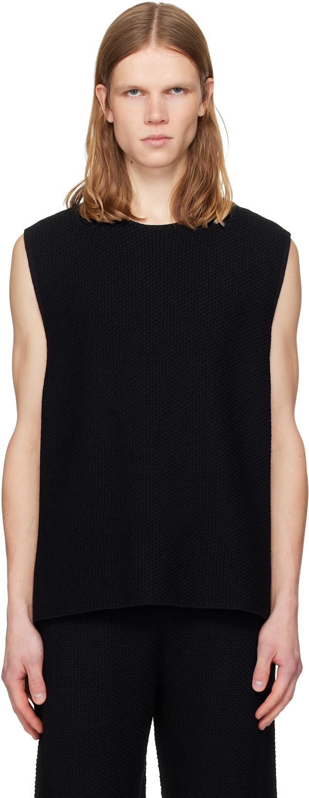 Black Rustic Knit Vest by ISSEY MIYAKE