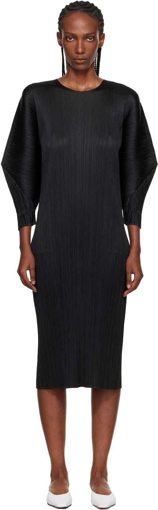 Black Skyline Midi Dress by ISSEY MIYAKE