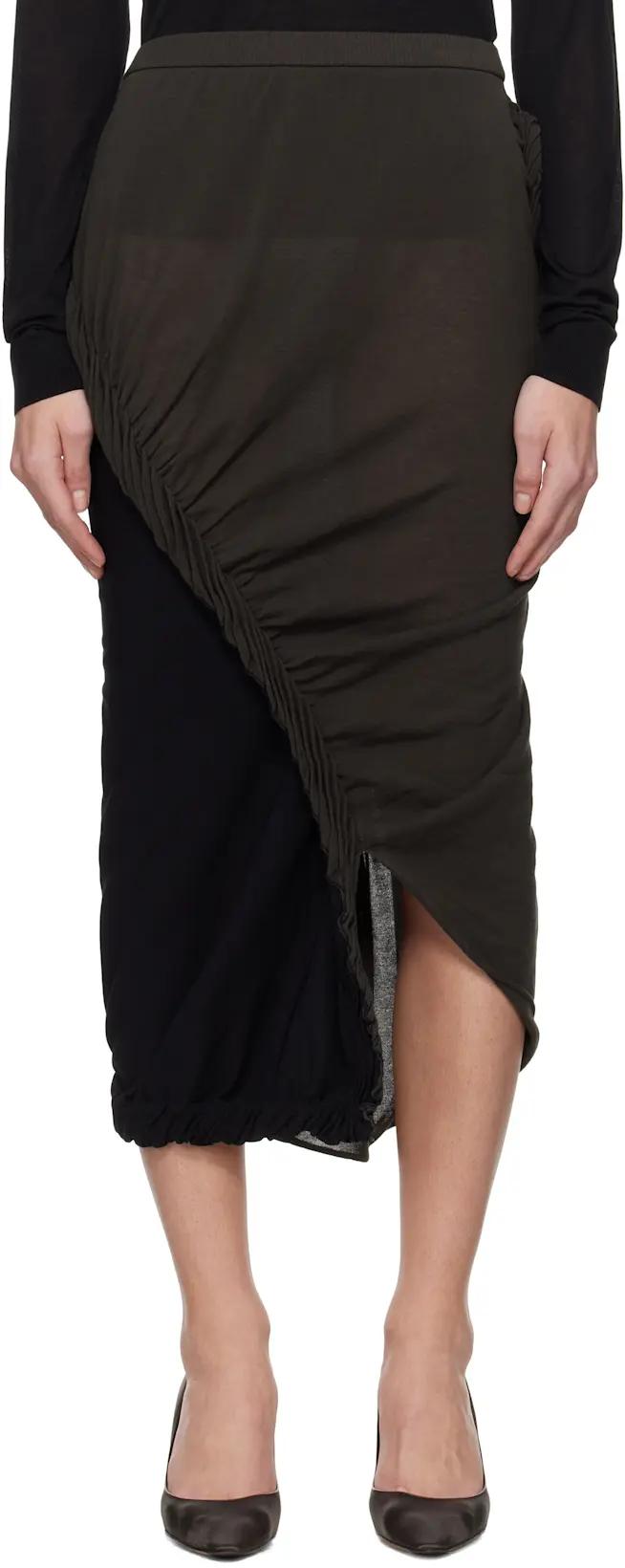 Black & Gray Beanstalk Midi Skirt by ISSEY MIYAKE